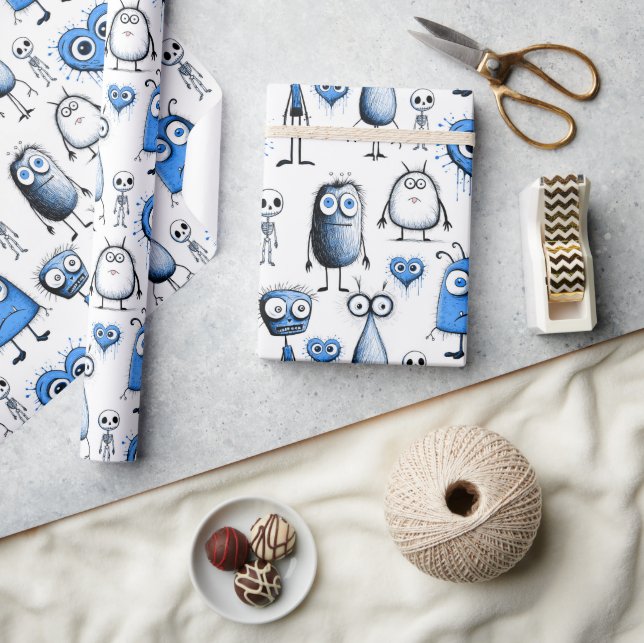 Blue Monsters Wrapping Paper (Crafts)