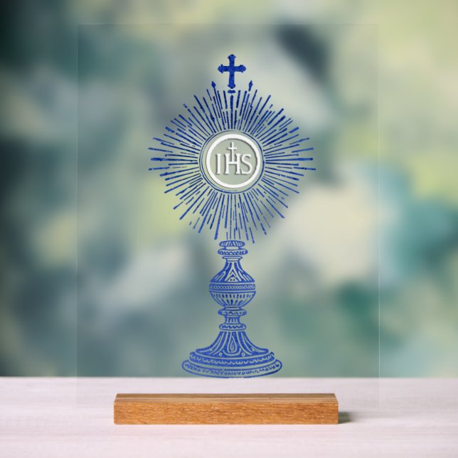 blue monstrance design catholic home decor (Neutre)