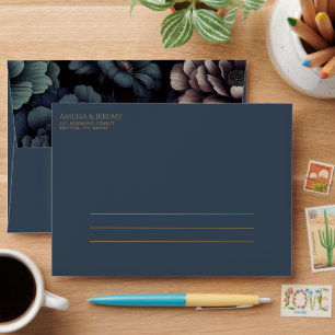 Blue Moody Floral Envelope