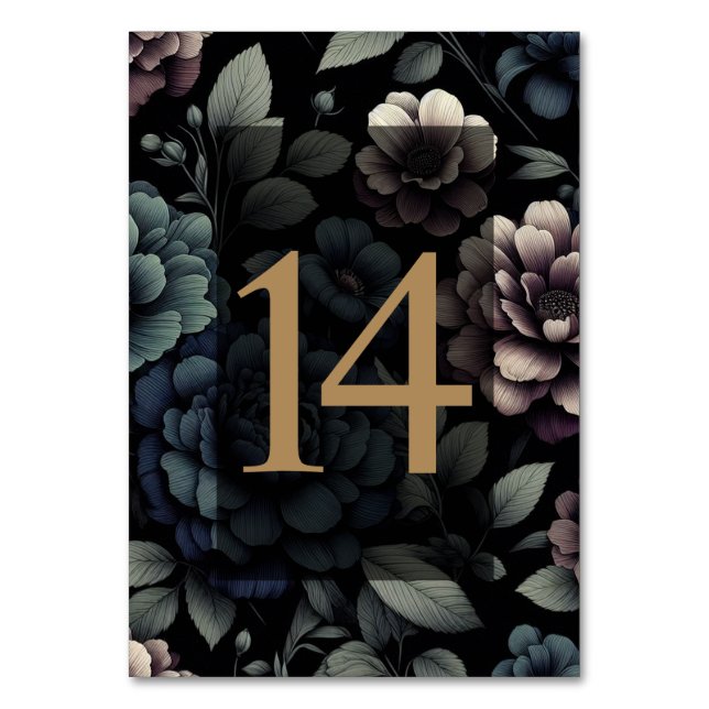 Blue Moody Floral Table 14 Number (Front)