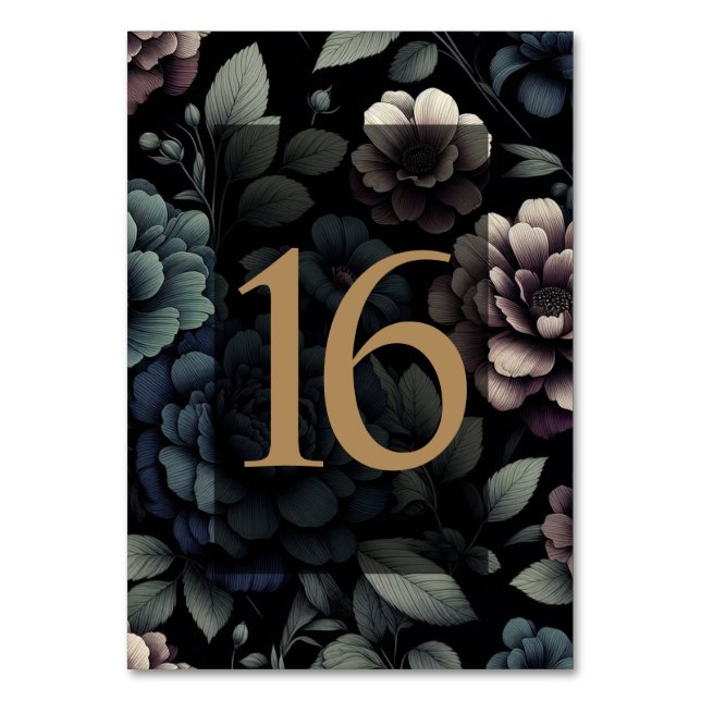 Blue Moody Floral Table 16 Number (Front)