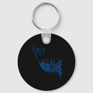 Blue Moomintroll Skiing Down Slope Winter Sports G Keychain