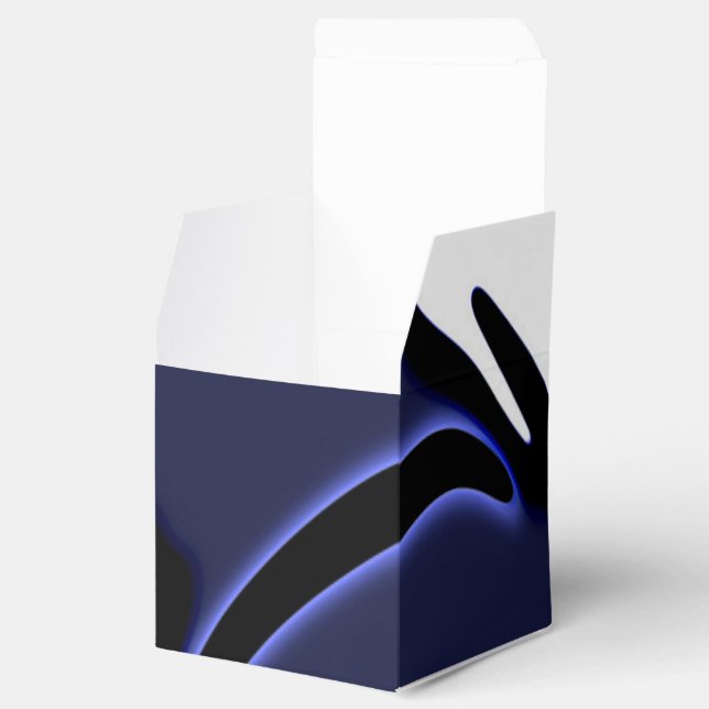 Blue Moon: Abstract Blue, White & Black Favor Box (Opened)