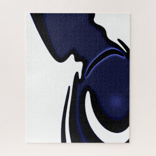 Blue Moon: Abstract Blue, White & Black Jigsaw Puzzle