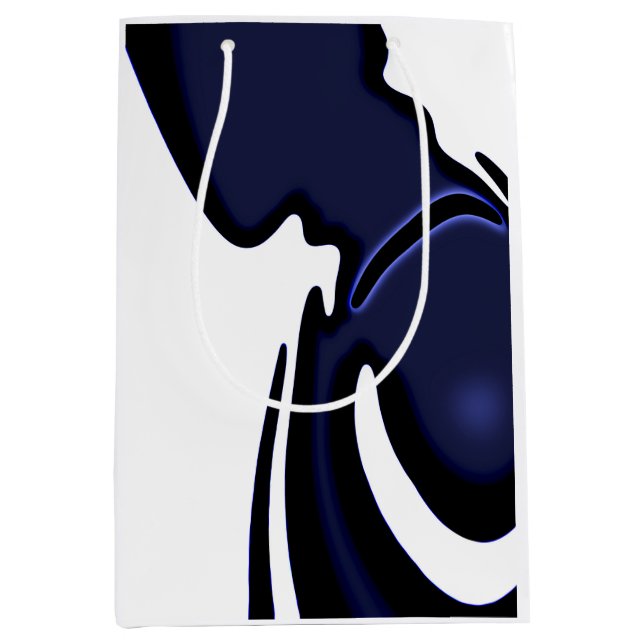 Blue Moon: Abstract Blue, White & Black Medium Gift Bag (Front)