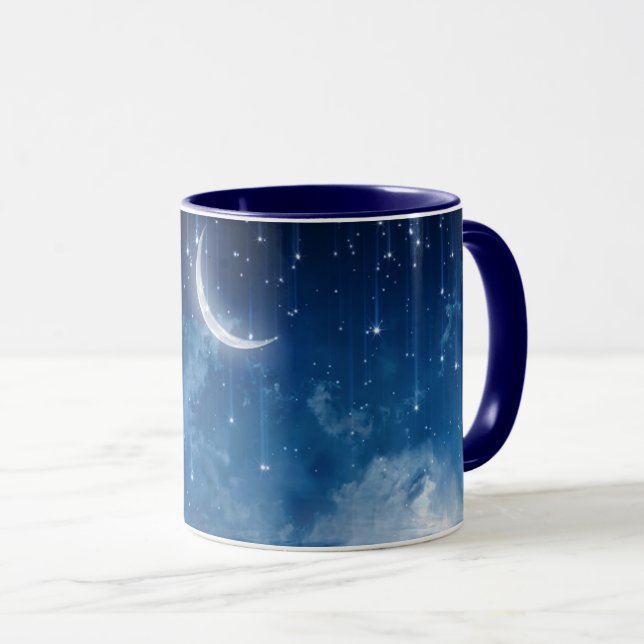 Blue moon  and night sky coffee mug (Front Right)