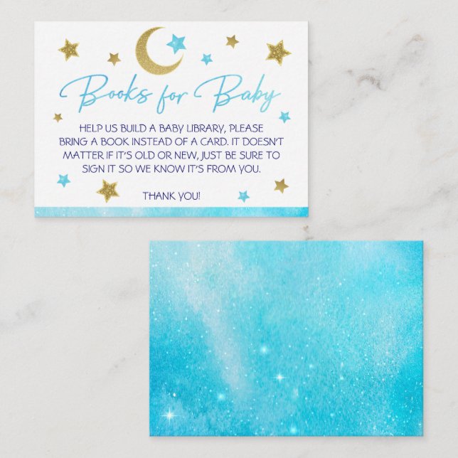 Blue Moon and Stars Baby Boy Books For Baby Card (Front/Back)