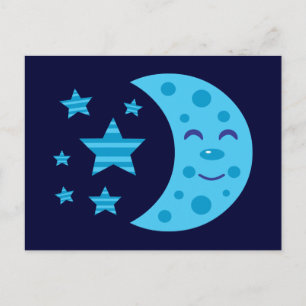 Blue Moon and Striped Stars Postcard