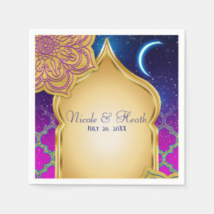 Blue Moon Arabian Nights Glam Gold Purple Wedding Napkin