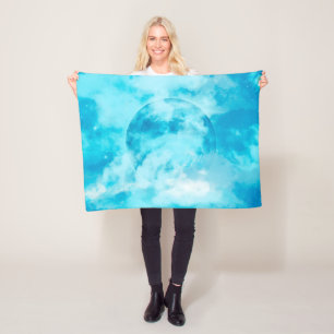 BLUE MOON ARTISTIC NIGHT SKY   FLEECE BLANKET