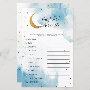 Blue Moon Baby Shower Word Scramble Game