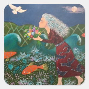 Blue Moon Bouquer Square Sticker