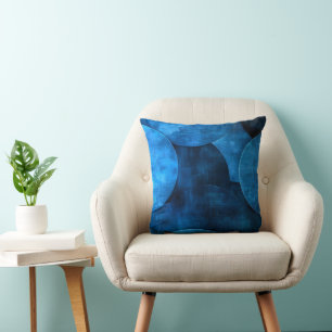 Blue Moon Circles Throw Pillow