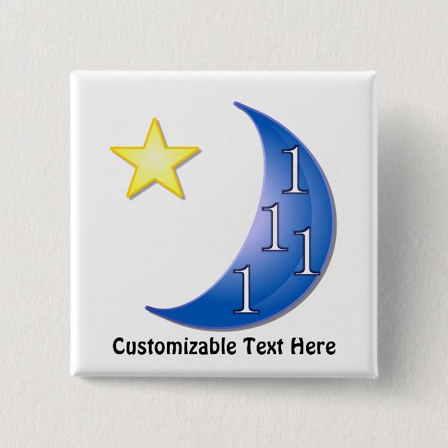 Blue Moon Customizable 2 Inch Square Button (Front)