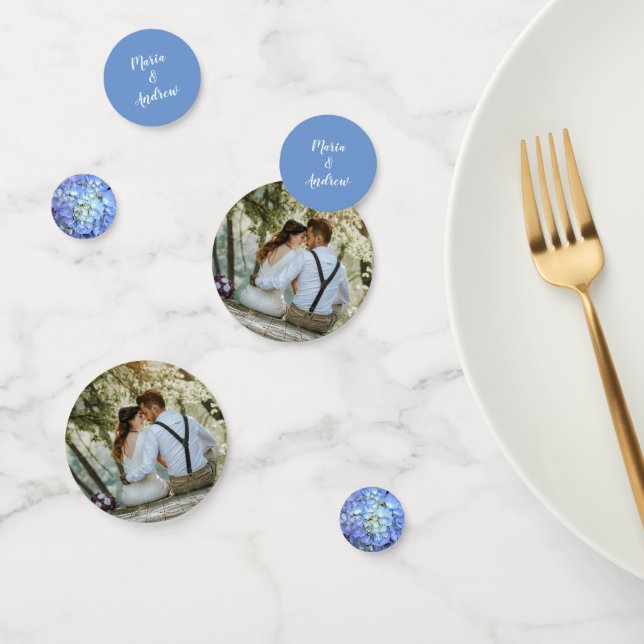 Blue Moon Floral Hydrangea Custom Wedding Confetti (Group)