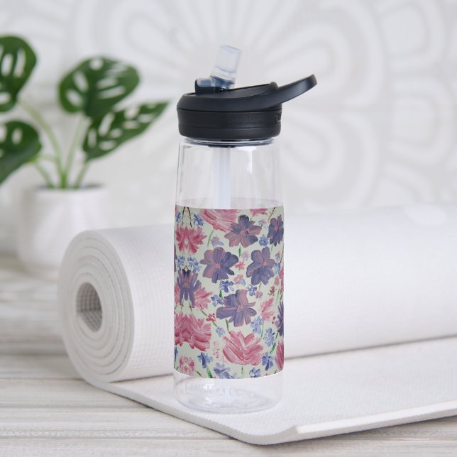 Blue Moon Floral Water Bottle (Yoga)