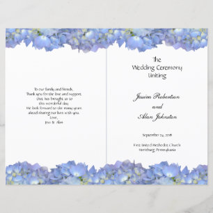 Blue Moon Folded Hydrangea Wedding Program