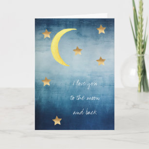 Blue Moon Gold Stars I love you to the moon & back Card