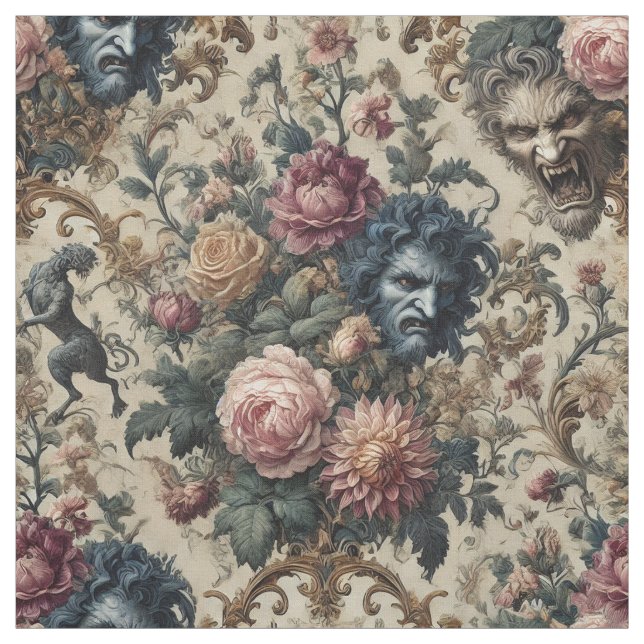 Blue Moon Grimoire – Gothic Statement Tile Fabric (Swatch)