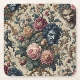 Blue Moon Grimoire – Gothic Victorian Square Paper Coaster