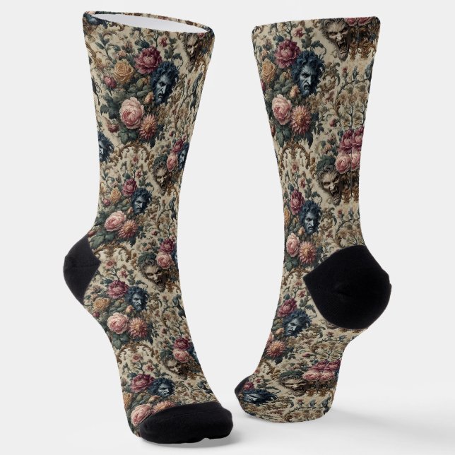 Blue Moon Grimoire – Gothic Victorian Tapestry Socks (Angled)