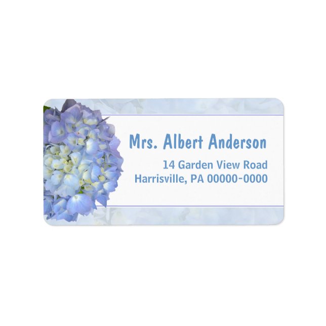 Blue Moon Hydrangea Single Name Address Label (Front)