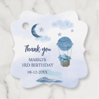 Blue moon little elephant birthday boy  favour tags