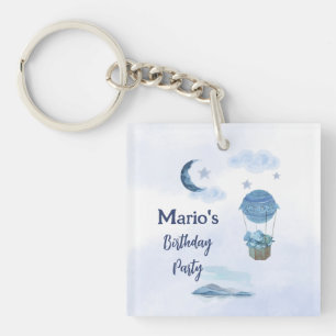 Blue moon little elephant birthday boy keychain