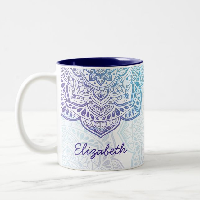 Blue Moon Mandala 11 oz. Personalized Mug (Left)