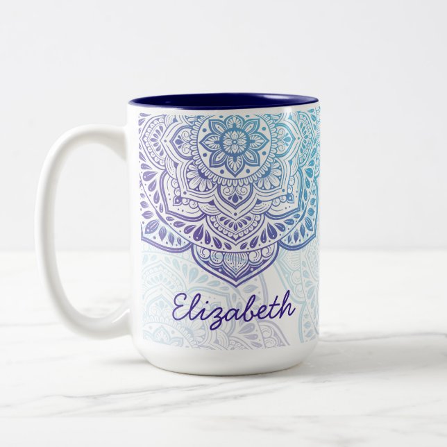 Blue Moon Mandala 15 oz. Personalized Mug (Gauche)