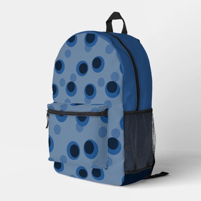 Blue Moon Rings Printed Backpack (Back Corner Right)