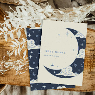 Blue Moon & Stars Celestial Wedding Thank You Card