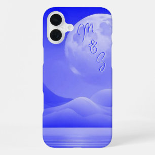 Blue Moonlight Galaxy Monogrammed Case- Mate iPhon iPhone 16 Plus Case