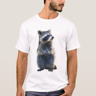 Blue Moonlit Furry Raccoon Standing Men T-Shirt