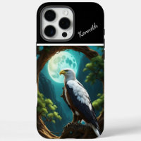 Blue Moonlit River with Eagle