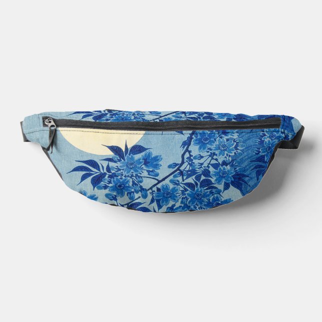 Blue Moonlit Tree: Japanese Cherry Blossom Night Fanny Pack (Lay Down)