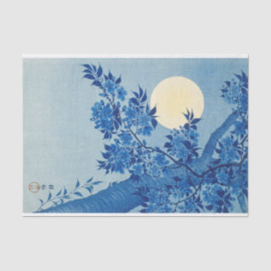 Blue Moonlit Tree: Japanese Cherry Blossom Night Tissue Paper