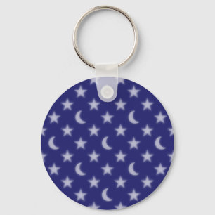 Blue moons and stars pattern keychain