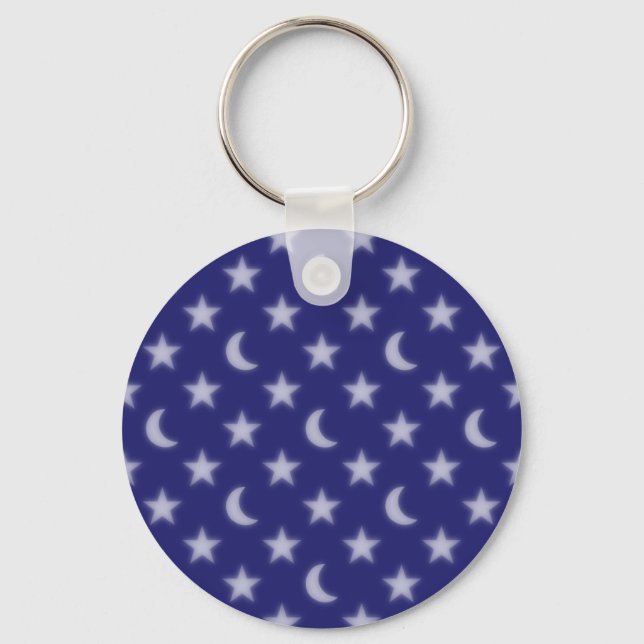 Blue moons and stars pattern keychain (Front)