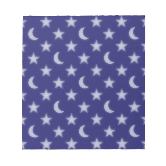 Blue moons and stars pattern notepad (Front)