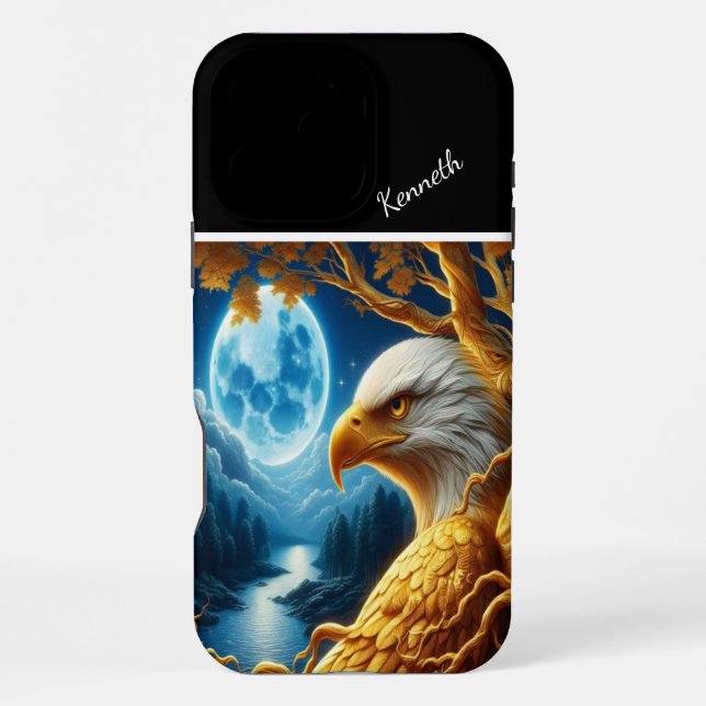Blue Moon's Eagle Silhouette River iPhone Case (Back)