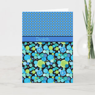 Blue Moons Pattern Thank You Card: Welsh Greeting Card