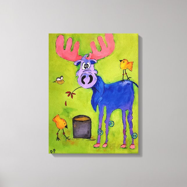 Blue Moose Lunch Canvas Print (Front)