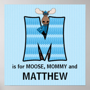 Blue Moose Monogram "M" Baby Room Poster