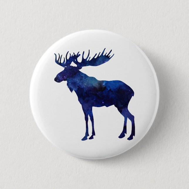 Blue Moose Silhouette 2 Inch Round Button (Front)