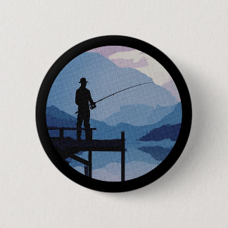 Blue Morning Dusk Fishing 2 Inch Round Button