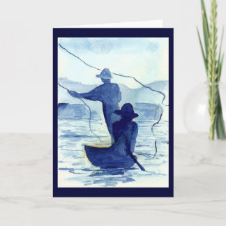 Blue Morning Fishing Greeting Card or Note Cards