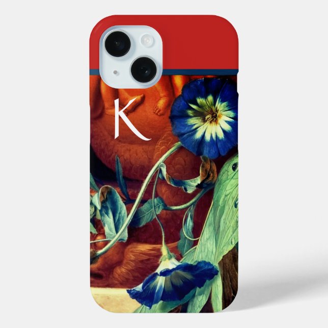 BLUE MORNING GLORIES FLORAL MONOGRAM Case-Mate iPhone CASE (Back)