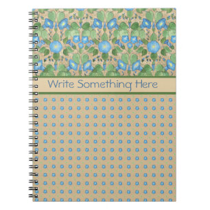 Blue Morning Glory, Carnet Spiral Polkas Fleur