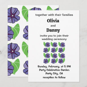 Blue Morning Glory Flowers Floral Wedding Invitation